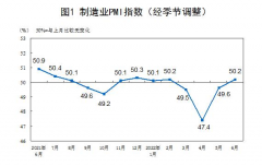 统计局：6月官方制造业PMI为50.2% 重回